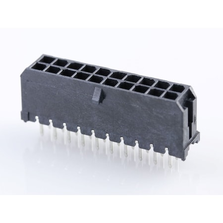 Molex Board Connector, 20 Contact(S), 2 Row(S), Male, Straight, Solder Terminal, Locking, Black 430452028